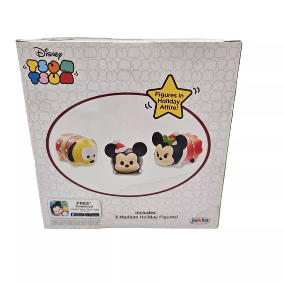 Tsum Tsum Exclusive Holiday Mickey Minnie Pluto Gift Set Playset 2017 NIB - Picture 3 of 8